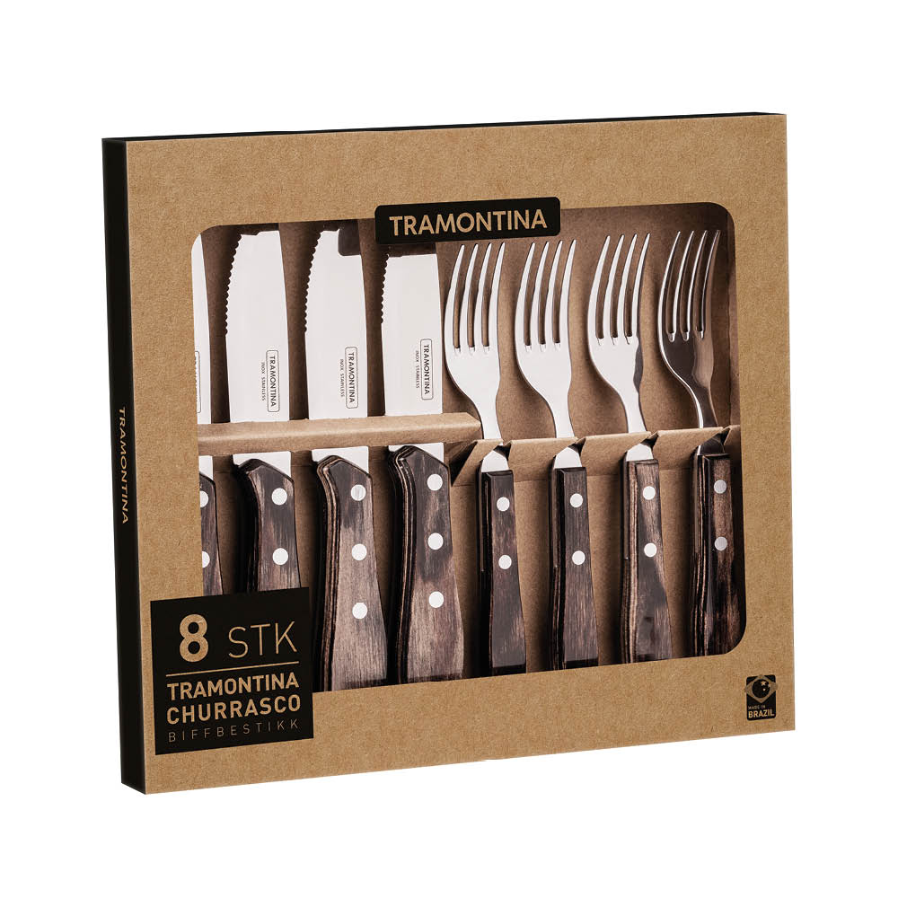 Tramontina Churrasco biffbestikk 8 deler brun