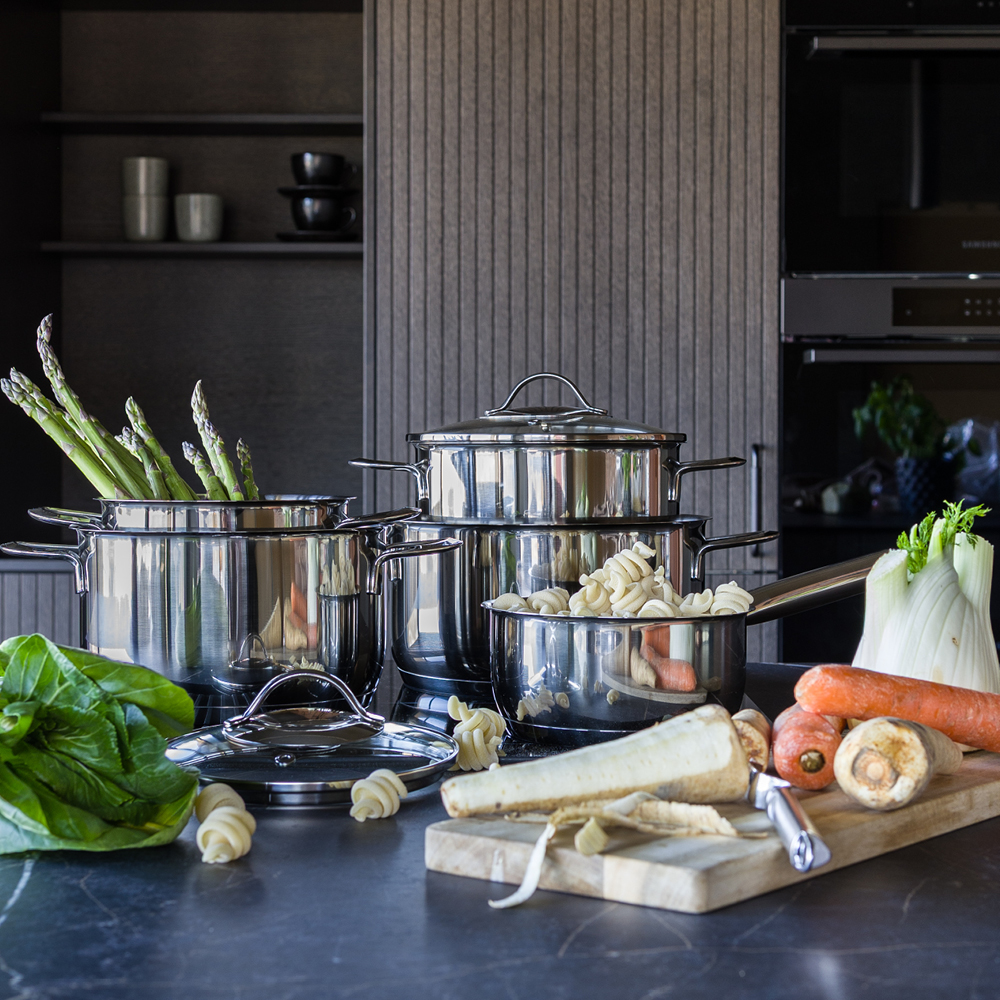 Modern House Steel grytesett 9 deler inkl lokk