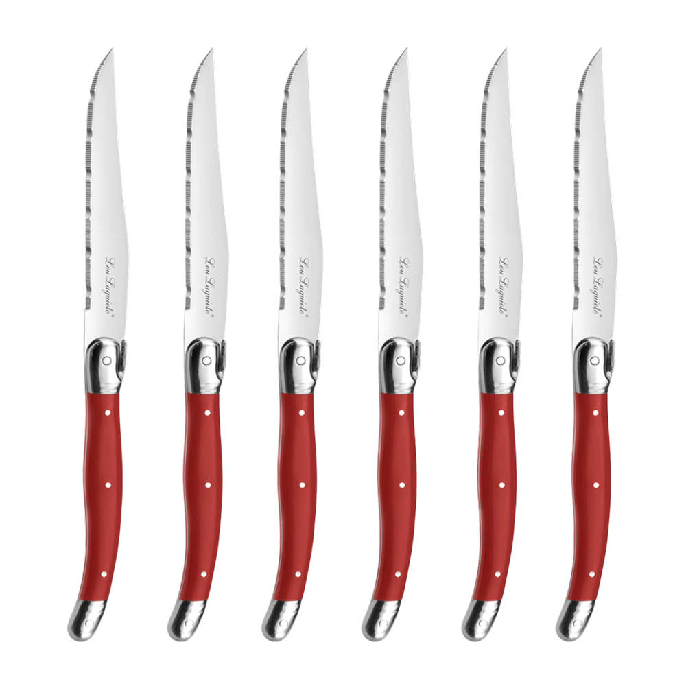 Lou Laguiole Tradition grillknivar 6-pack röd