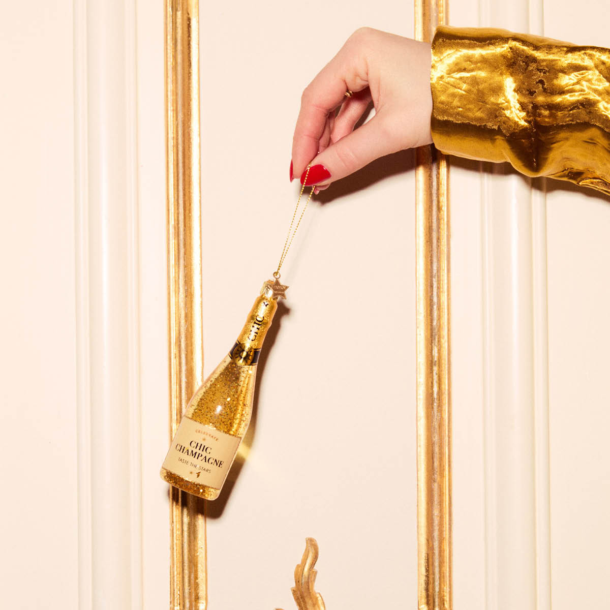 Vondels Cocktail Club Riippukoriste Samppanjapullo 12 cm Kulta