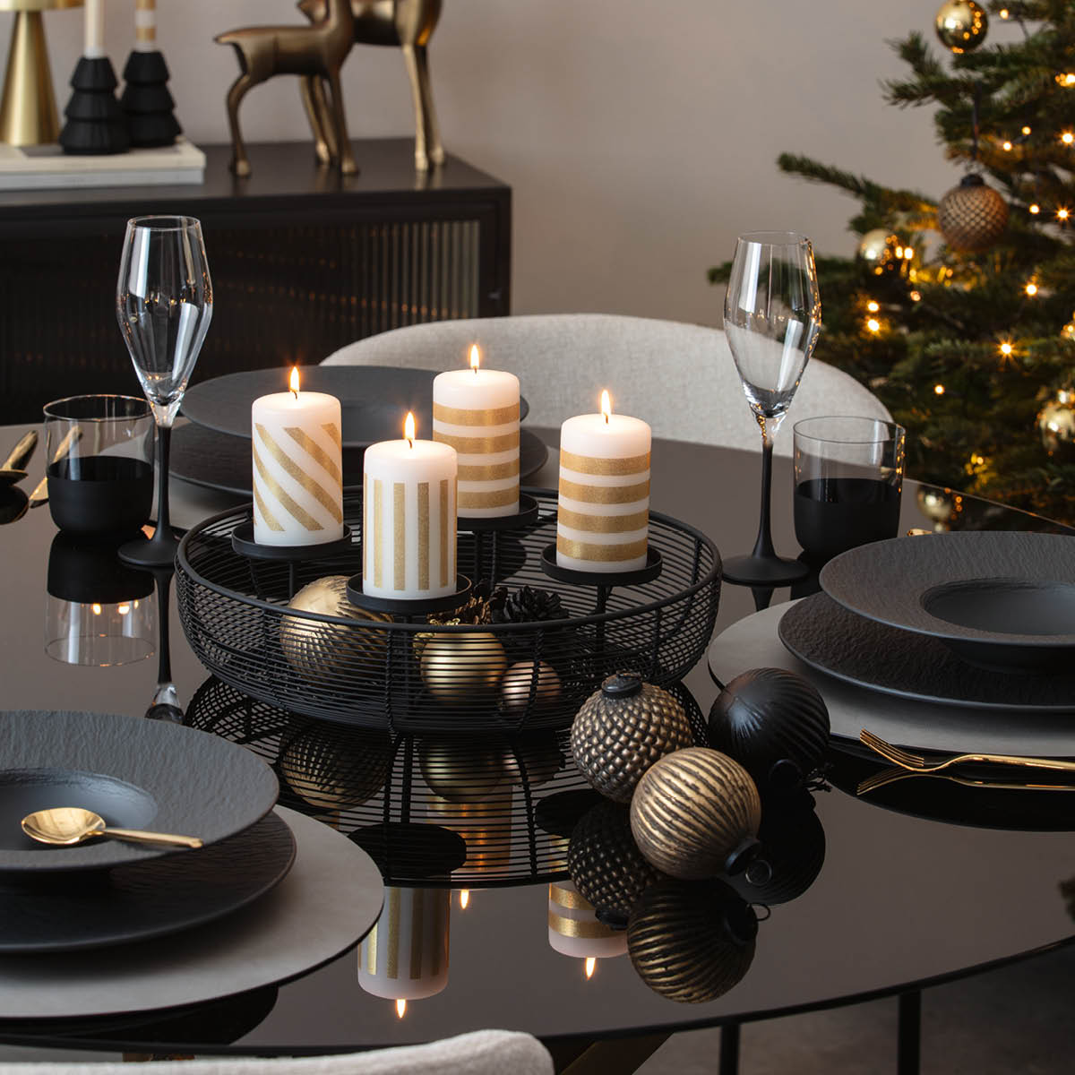 Villeroy & Boch Christmas Chic Pöytäkynttilä 25 cm 4 kpl Valkoinen