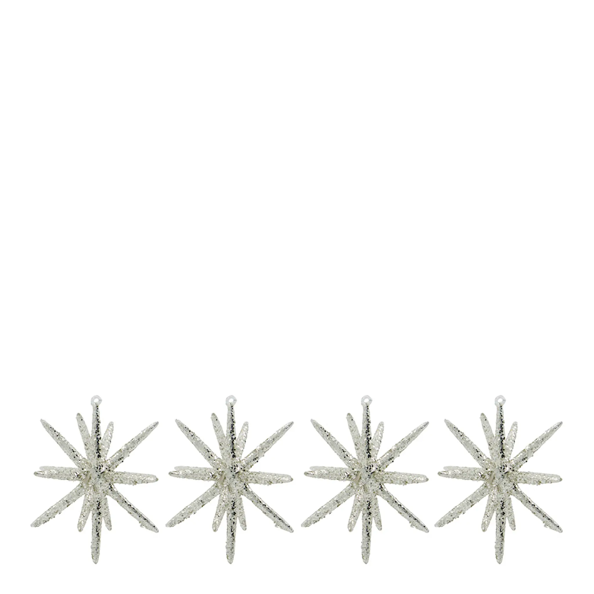 House Doctor Spike julgranspynt stora stjärnor 12 cm 4-pack silver/glitter