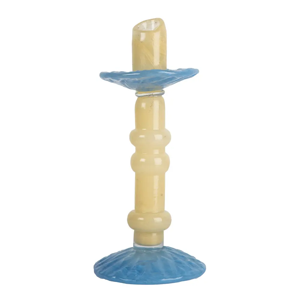 Lara lysestake 26 cm lys beige/lys blå