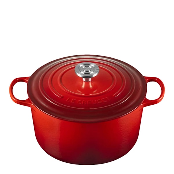 Signature gjutjärnsgryta djup rund 6,3L 26 cm cerise/crucible knob