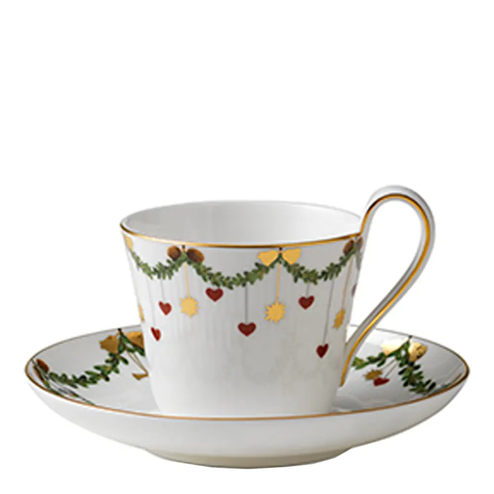 Star Fluted Christmas Kuppi ja lautanen 27 cl