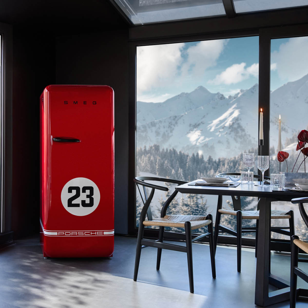 Smeg Smeg x Porsche kylskåp med frysfack Limited Edition Salzburg Red