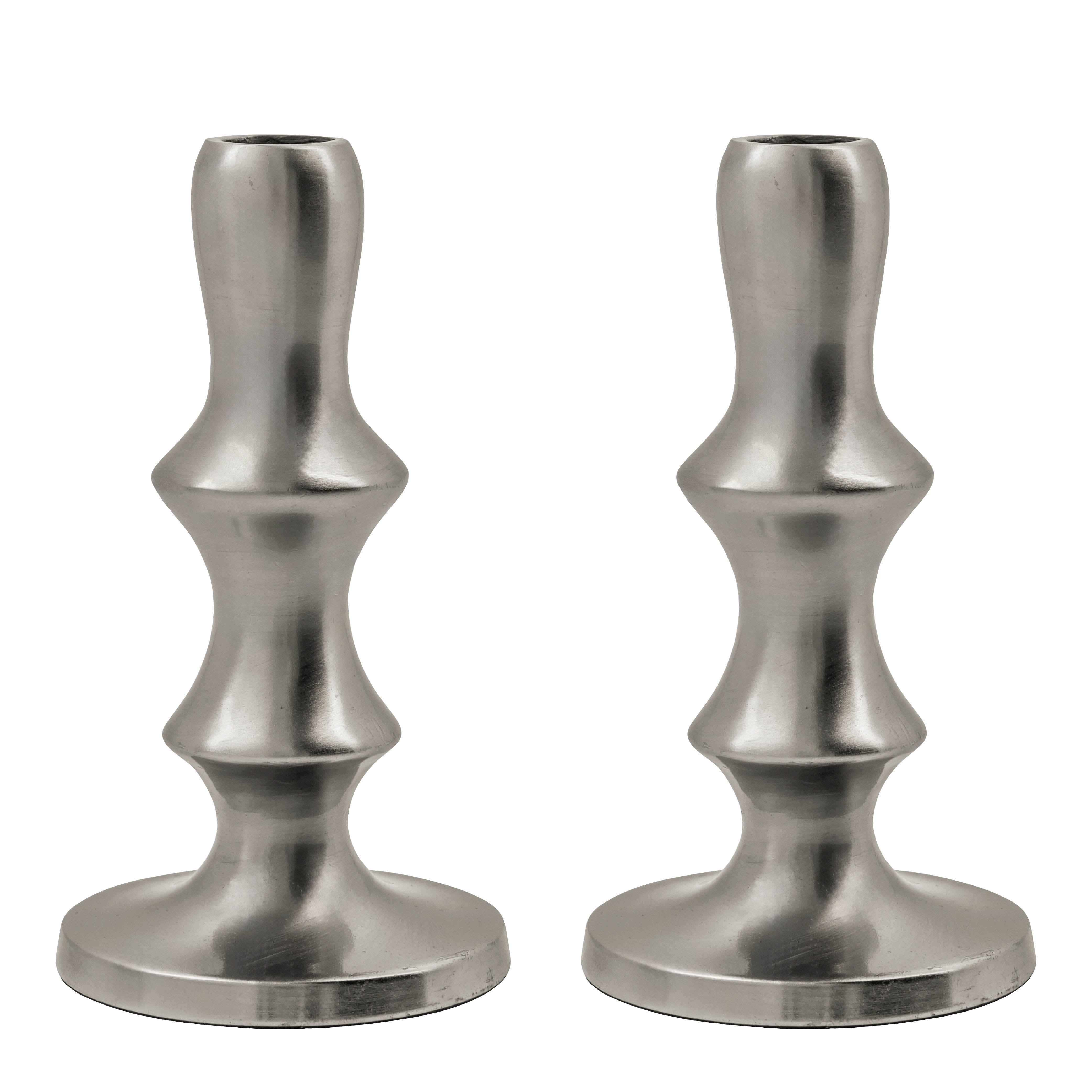House Doctor Reese ljusstake 16 cm 2-pack silverfinish