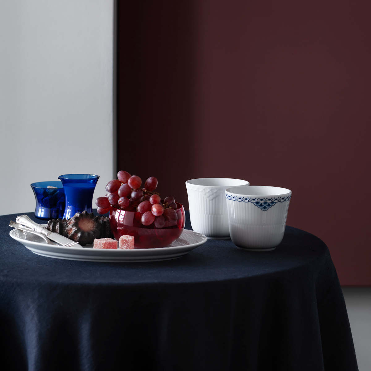 Royal Copenhagen Hvit Riflet Halvblonde termokrus 26 cl