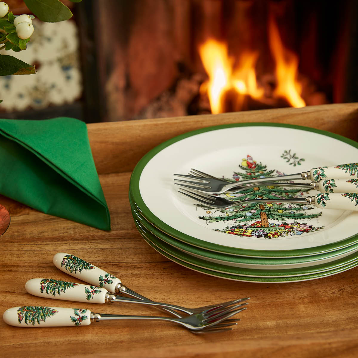 Spode Christmas Tree dessertgafler 15 cm 6 stk