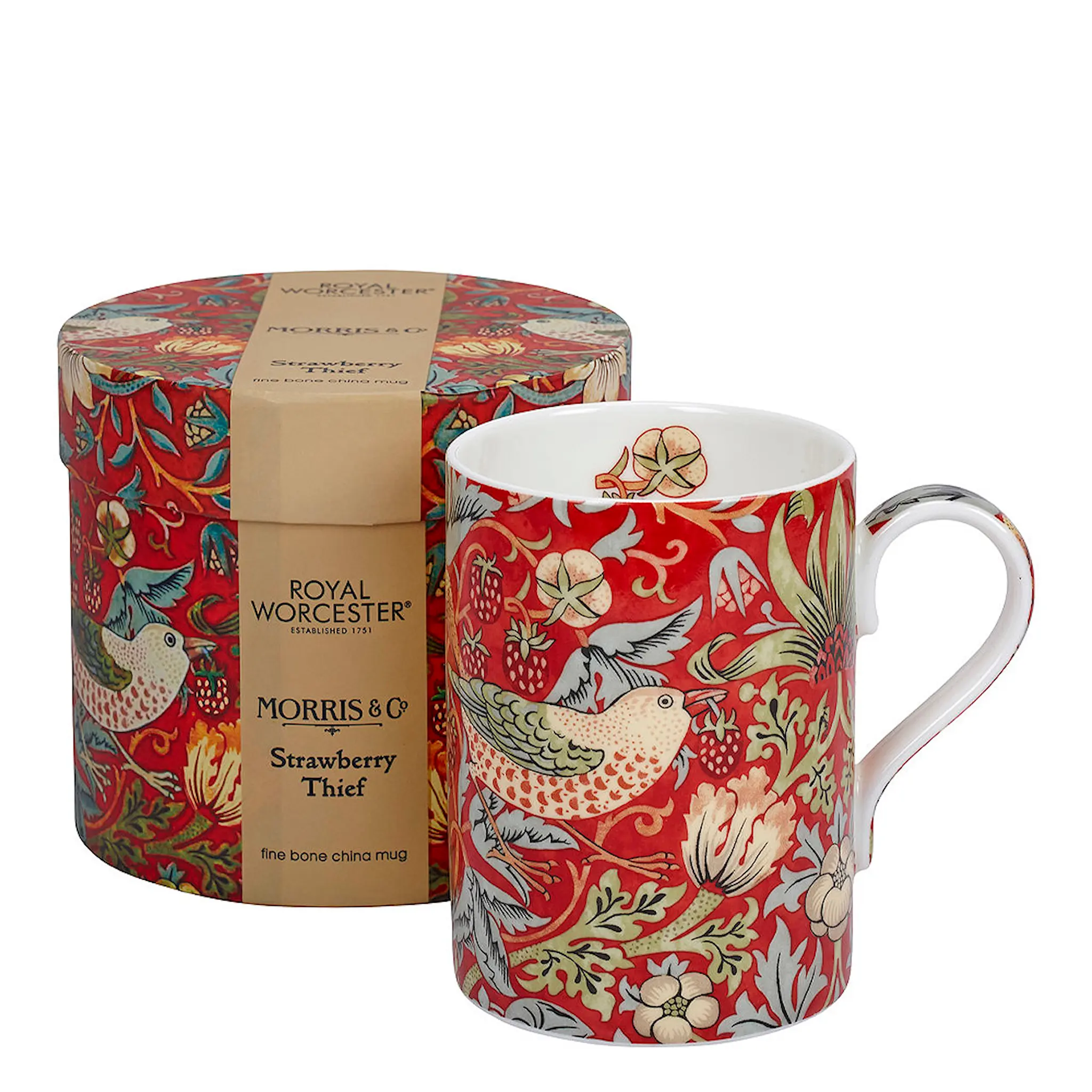 Morris & Co Strawberry Thief Mugg 35 cl Röd