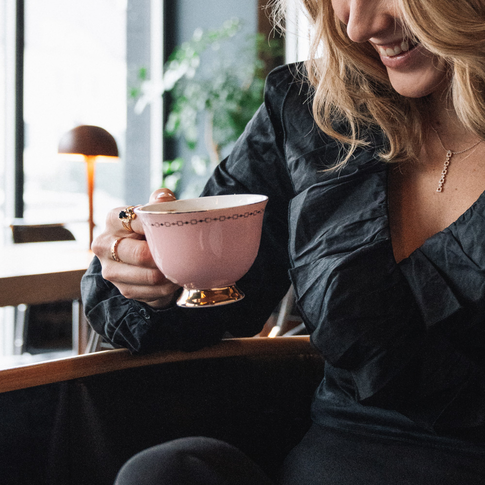 Hilke Kopp med Fat 22 cl Anima Cielo Rosa/Guld