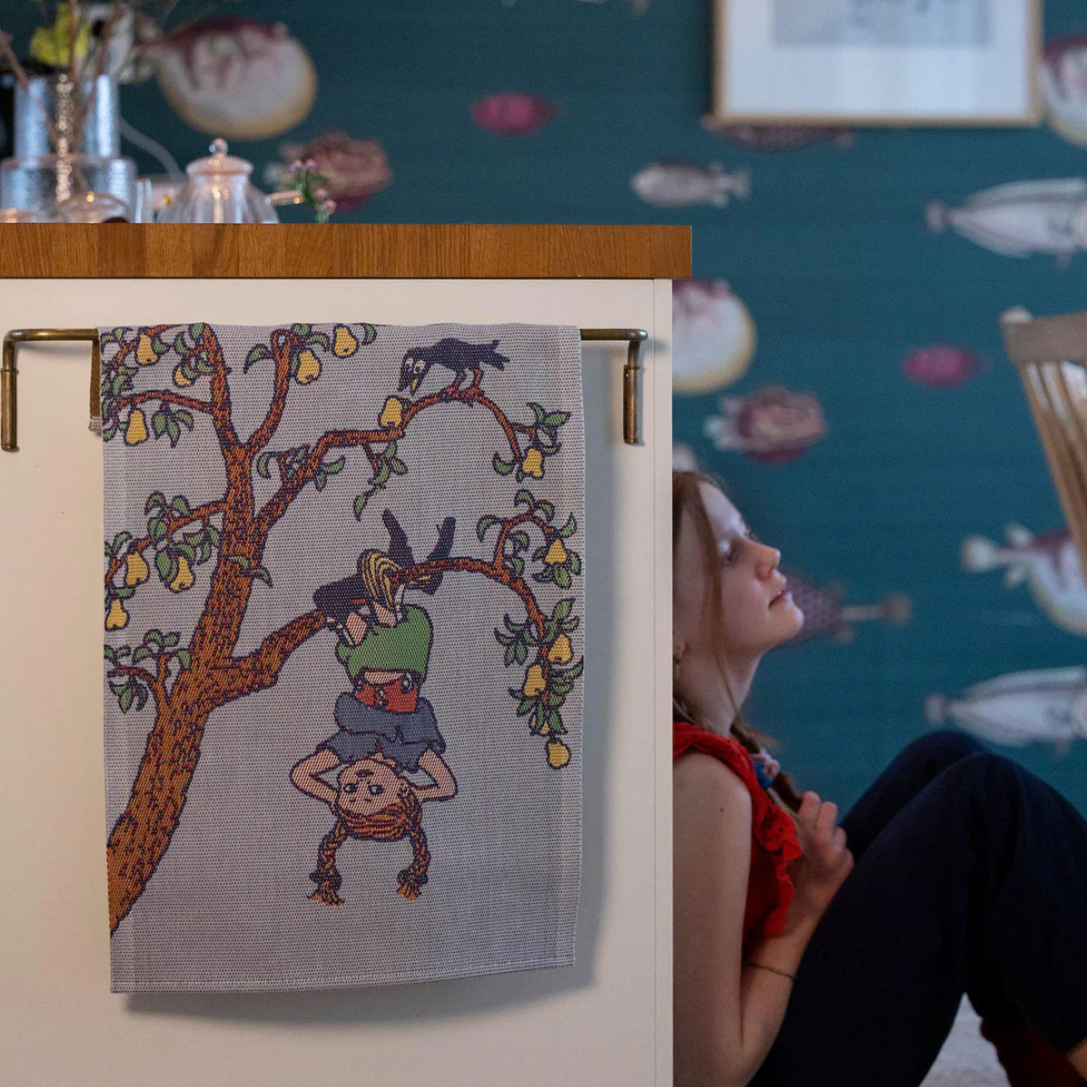 Ekelund Pippi kjøkkenhåndkle 40x60 cm opp ned