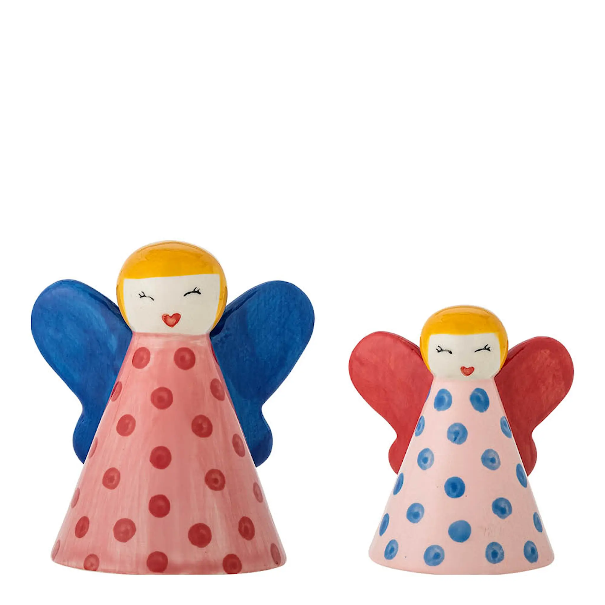 Bloomingville Caramella ängel i stengods 2-pack 8/10 cm rosa/blå