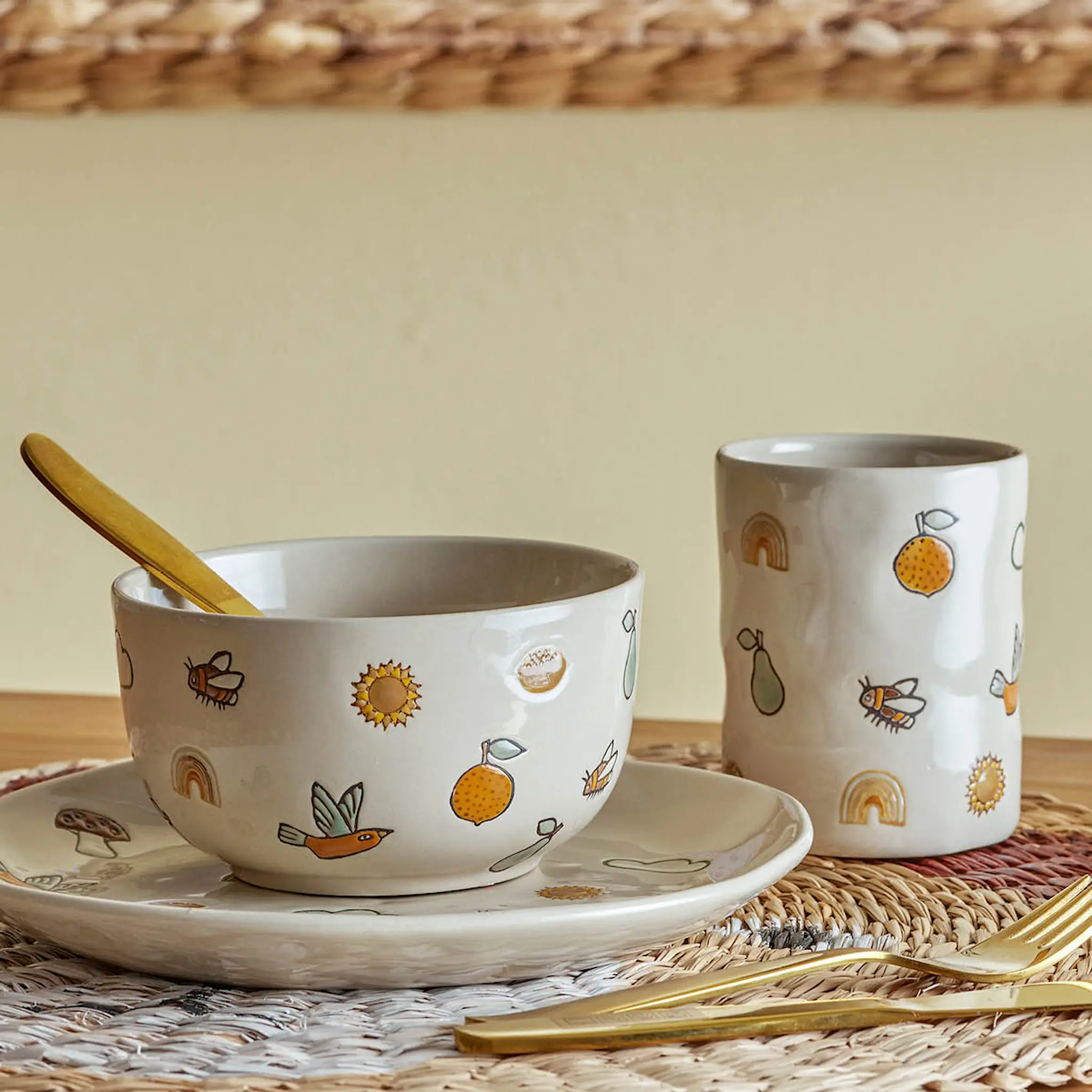 Bloomingville MINI Agnes barnservis 3 delar vit