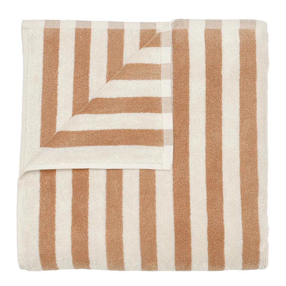 Arto badehåndkle 140x70 cm beige/orange brede striper