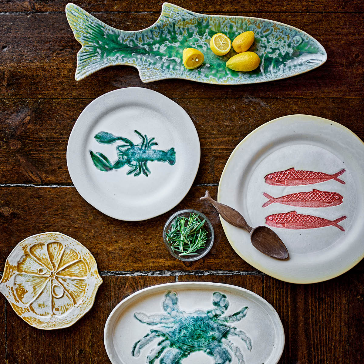 Creative Collection Hadden serveringsfat 42x3,5x13 cm grön