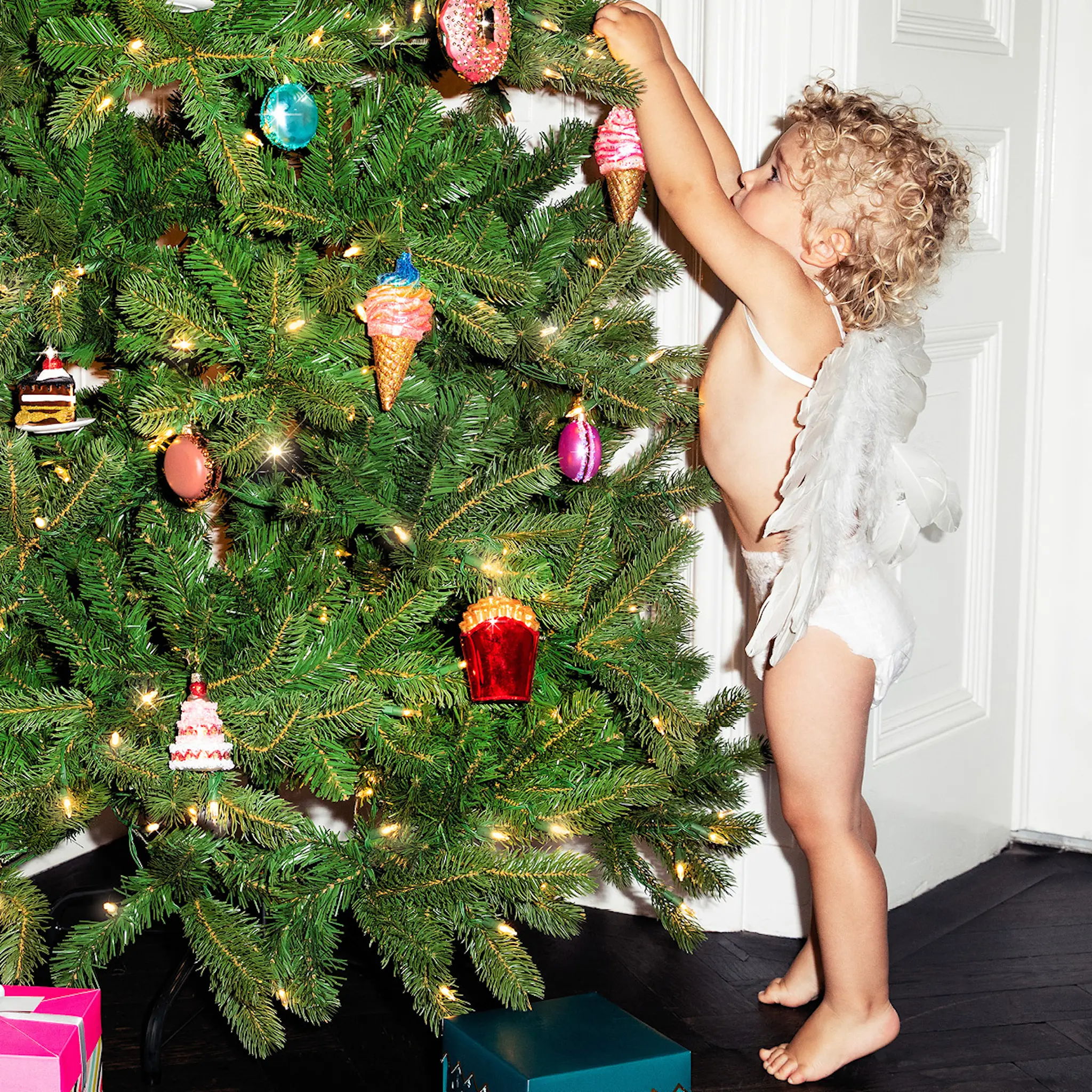 Vondels Wine & Dine julhänge i glas 10 cm Pommes frites gul