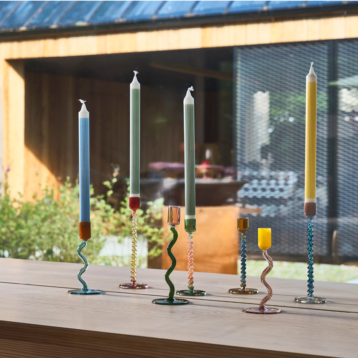 Villa Collection Styles Ljusstake Glas 20,3 cm Gul/Röd