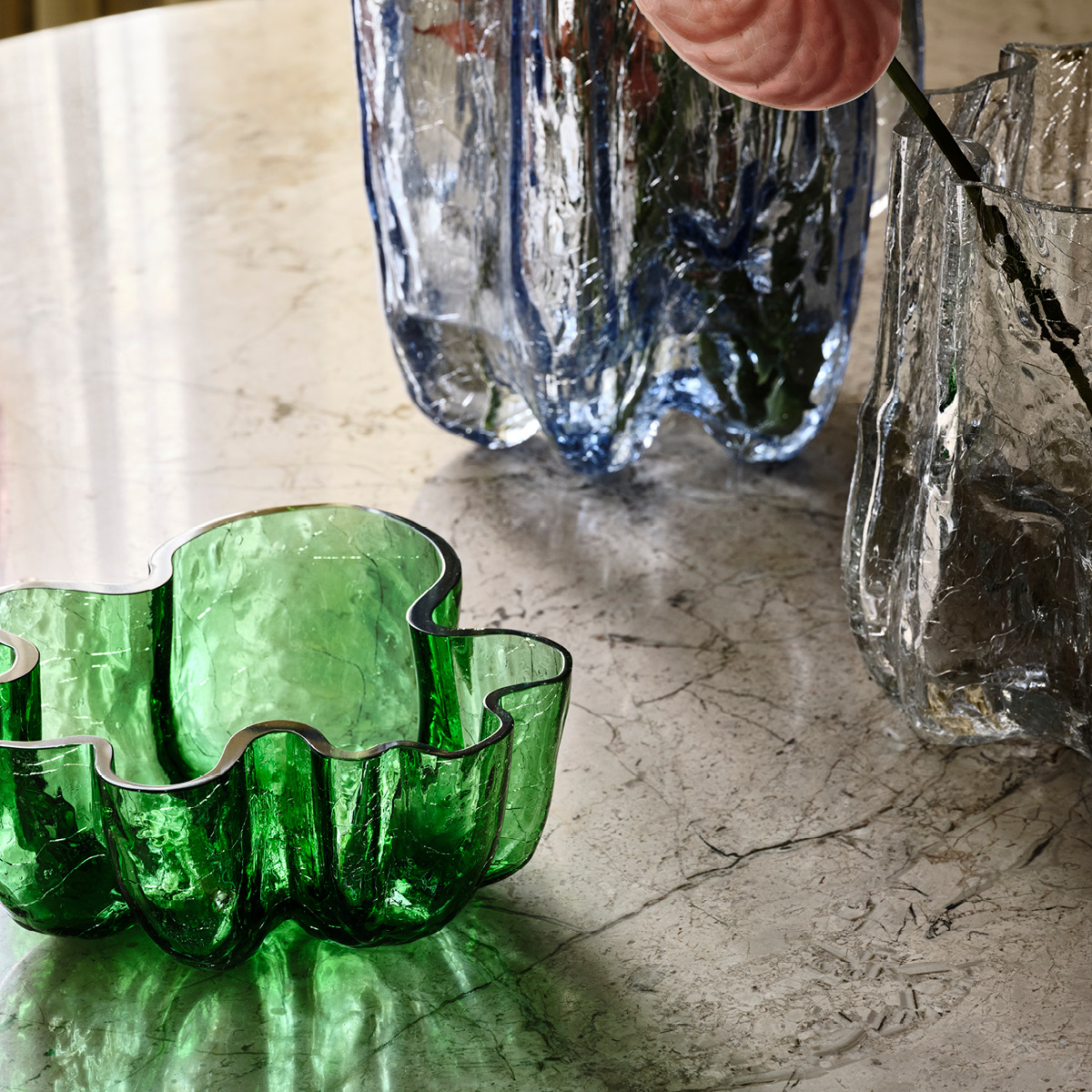 Kosta Boda Crackle Skål 10,5 cm Grön