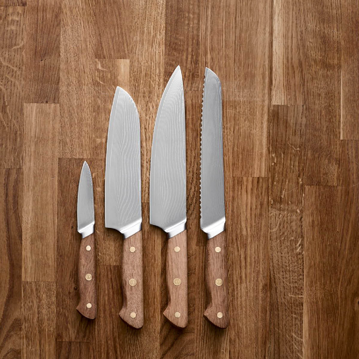 Pillivuyt Gourmet Douron knivsett 4 deler damaskusstål/eik