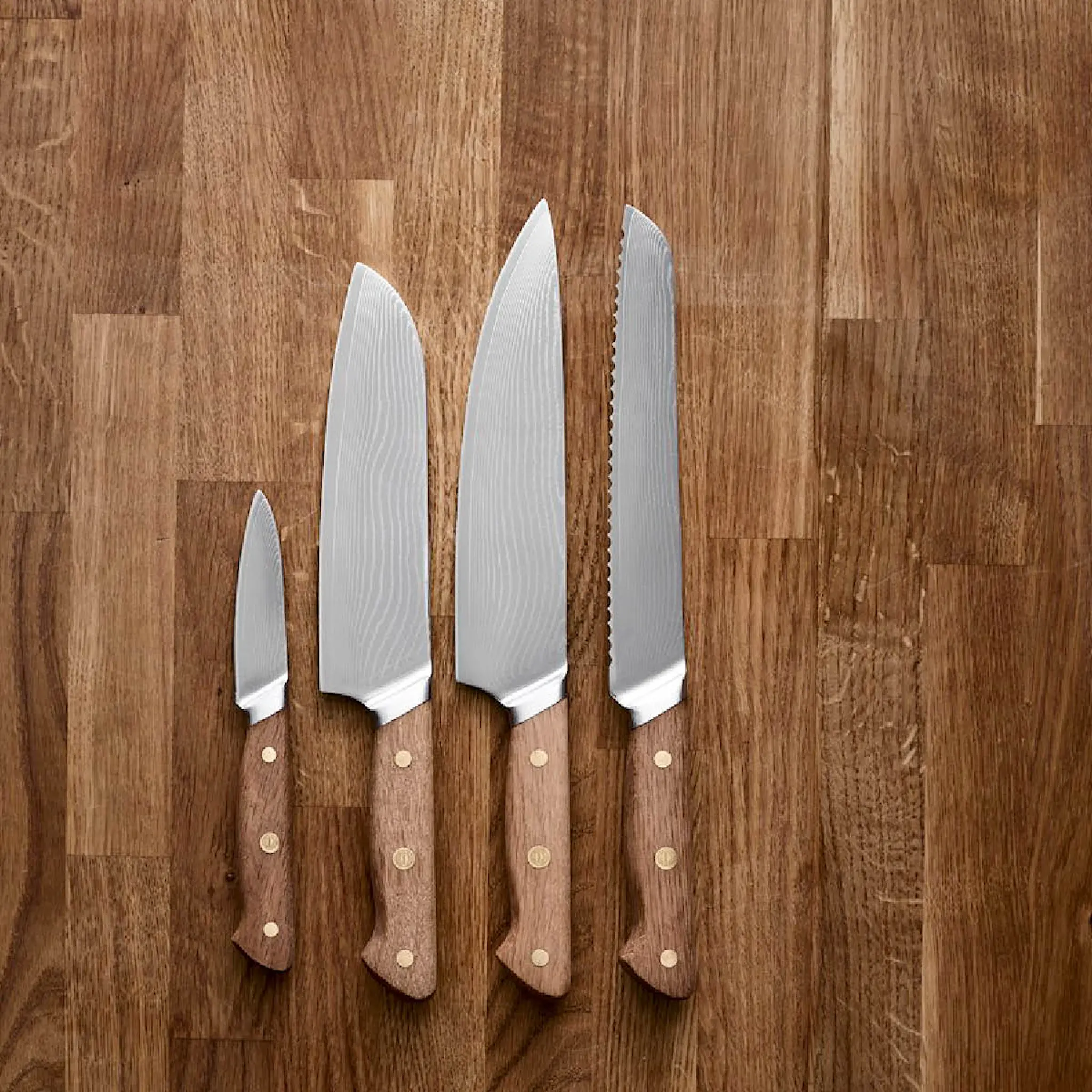 Pillivuyt Gourmet Douron knivsett 4 deler damaskusstål/eik
