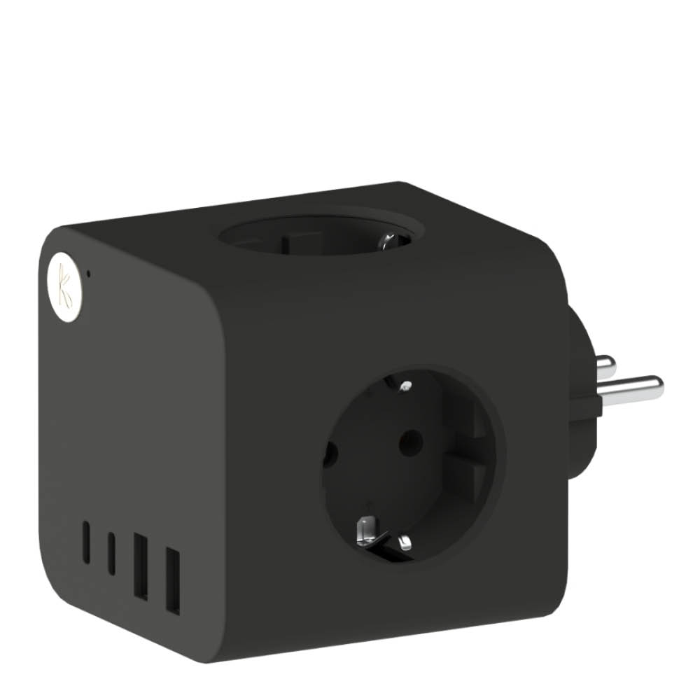 Kreafunk Ampie grenuttag med USB-A & USB-C svart