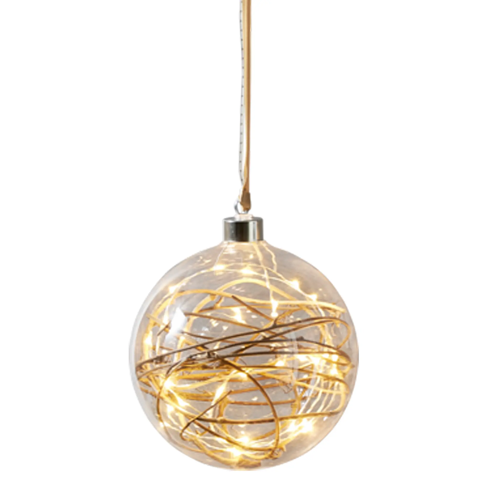 Star Trading Glow julkula med ljus och kvist i glas 15 cm klar