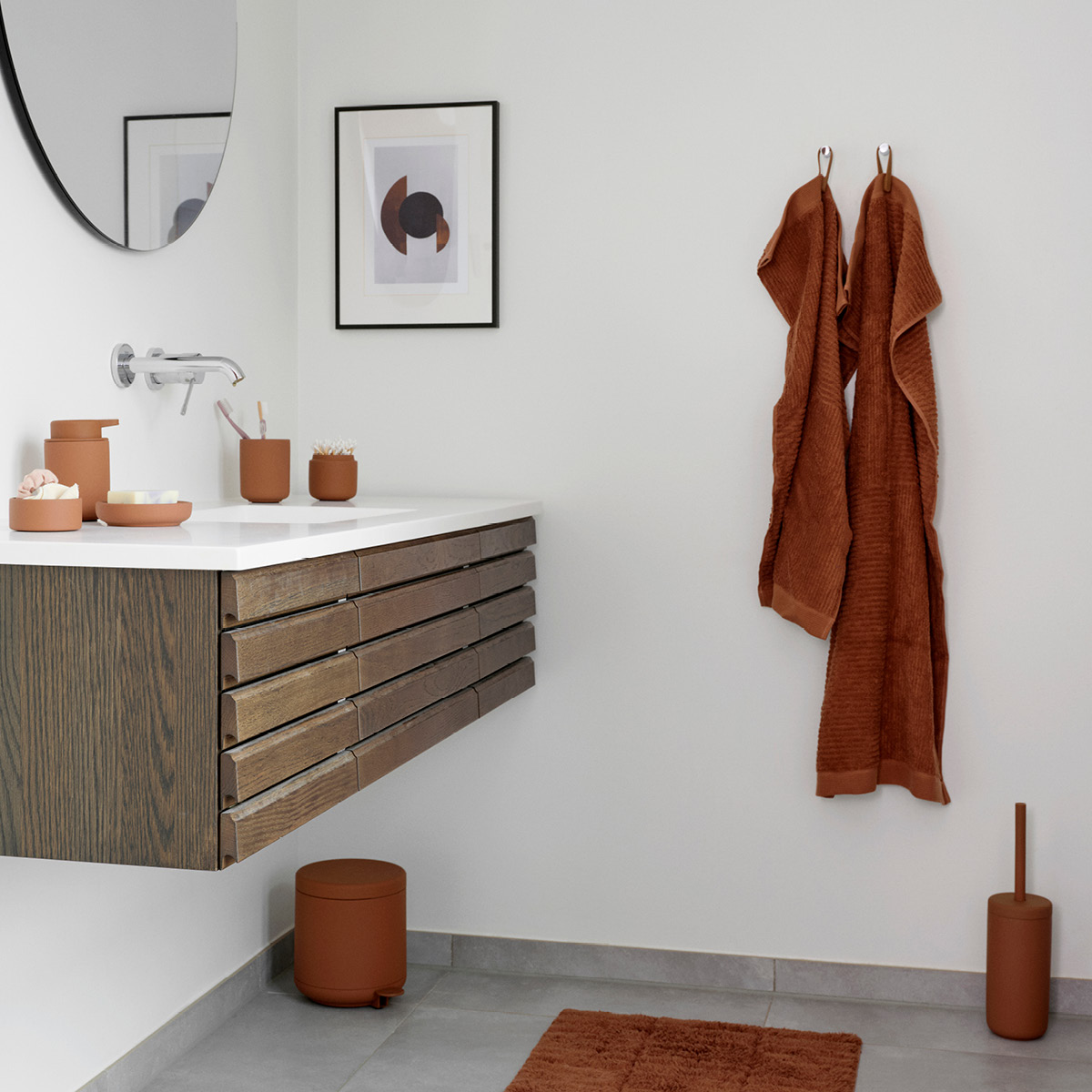 Zone Ume krukke med lokk 8 cm terracotta