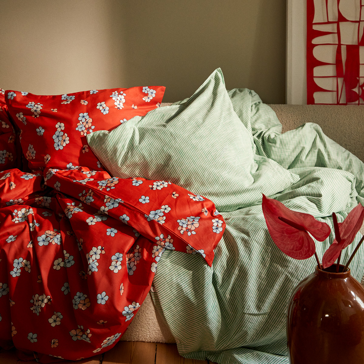 Juna Grand Pleasantly sengetøy 140x220 cm chili