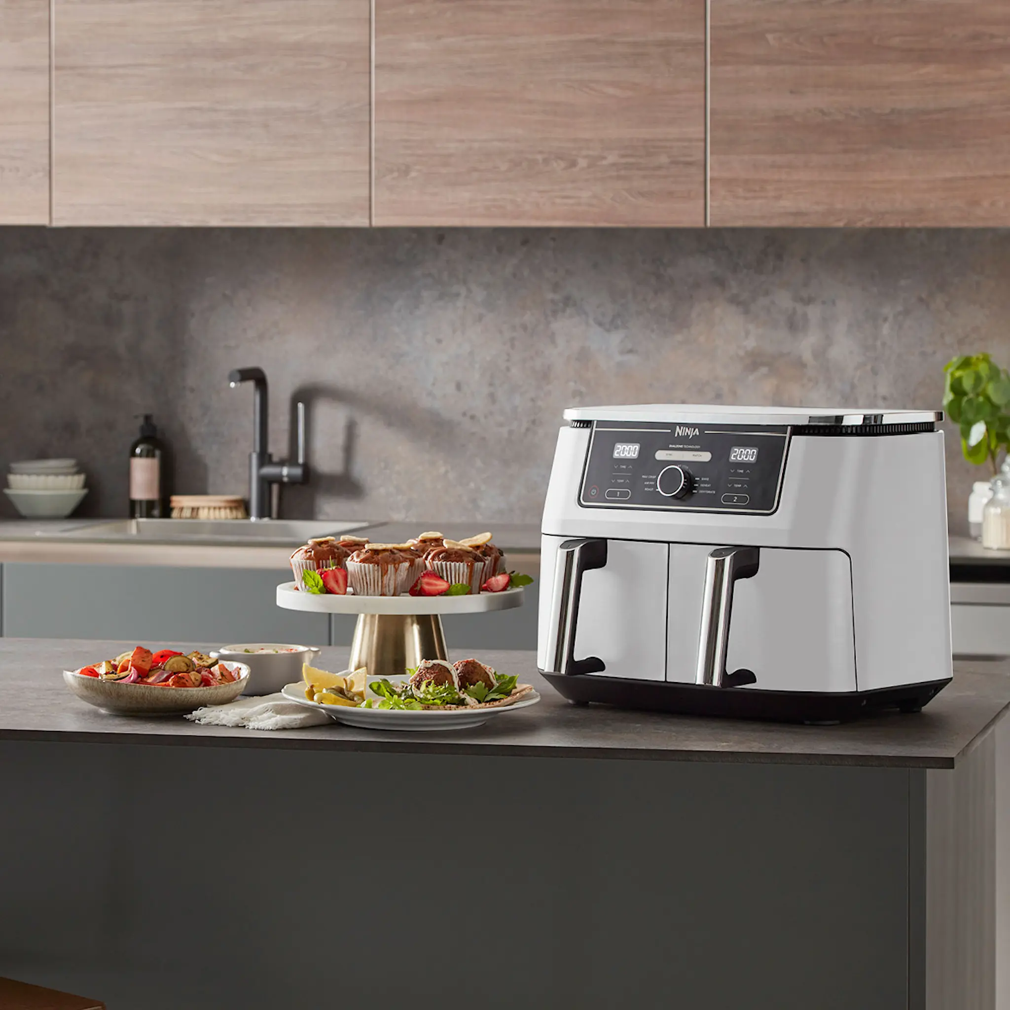 Ninja Foodi max dobbel zone airfryer 2x4,75 L 2470W vit
