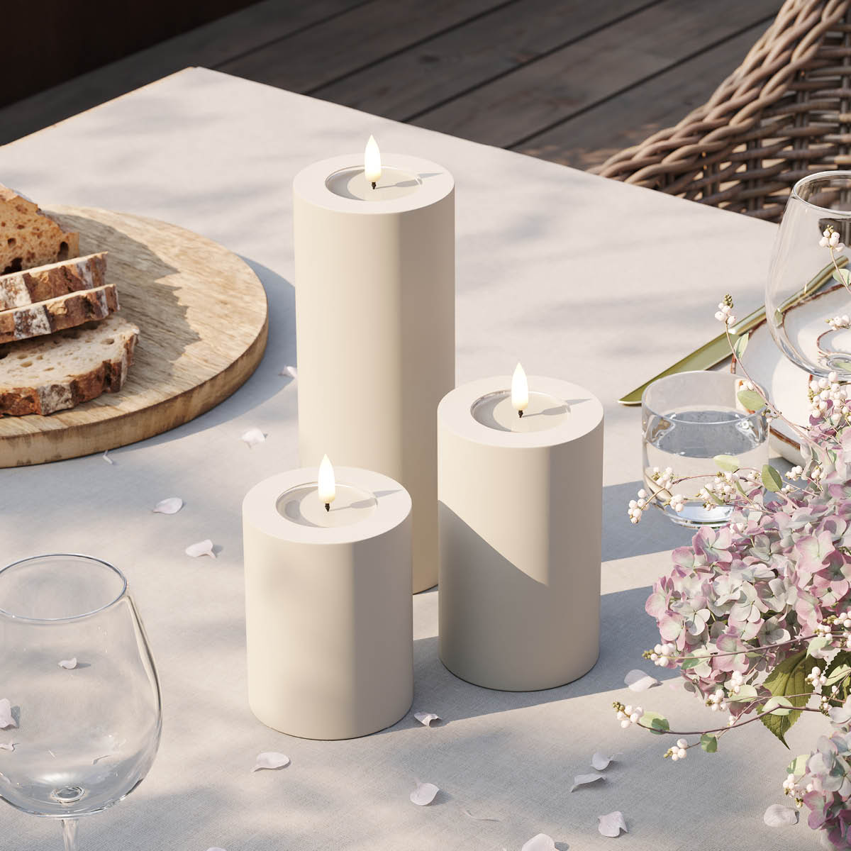 DeluxeHomeart LED utendørs kubbelys 5 x 7,5 cm sand