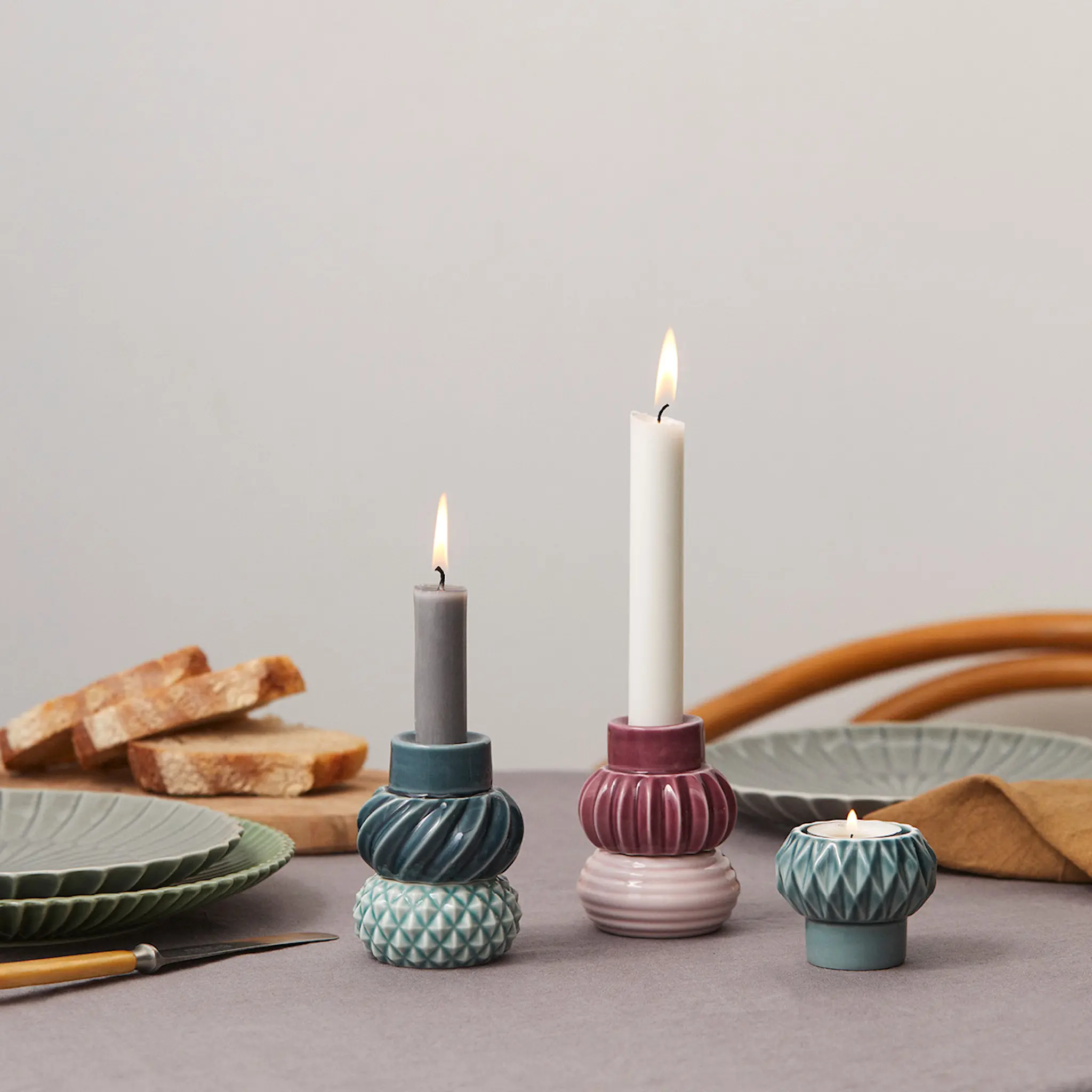 Dottir Samsurium ljusstake set 2 delar petrol/peacock