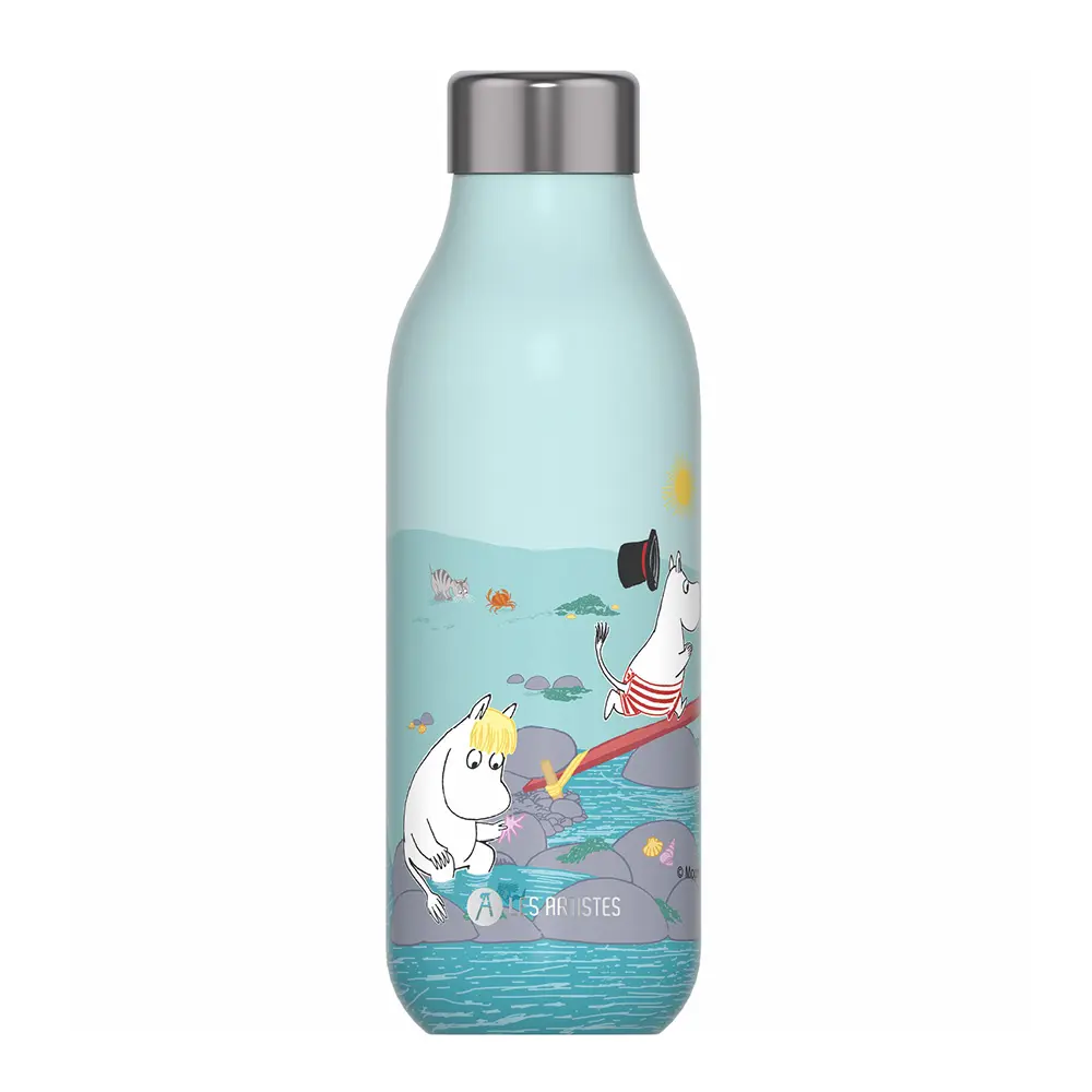 Bottle Up Moomin Termospullo 0,5 L Pllaying on the beach blue
