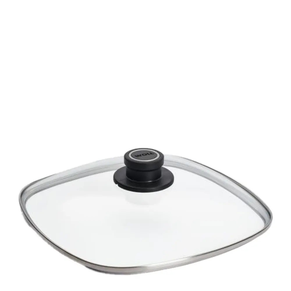 Glass Lid grytelokk firkantet 26 cm m/ventil klart glass