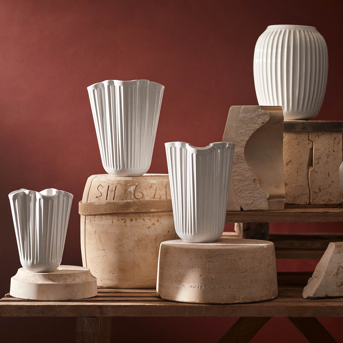 Kähler Hammershøi unfold vase 20,5 cm hvit