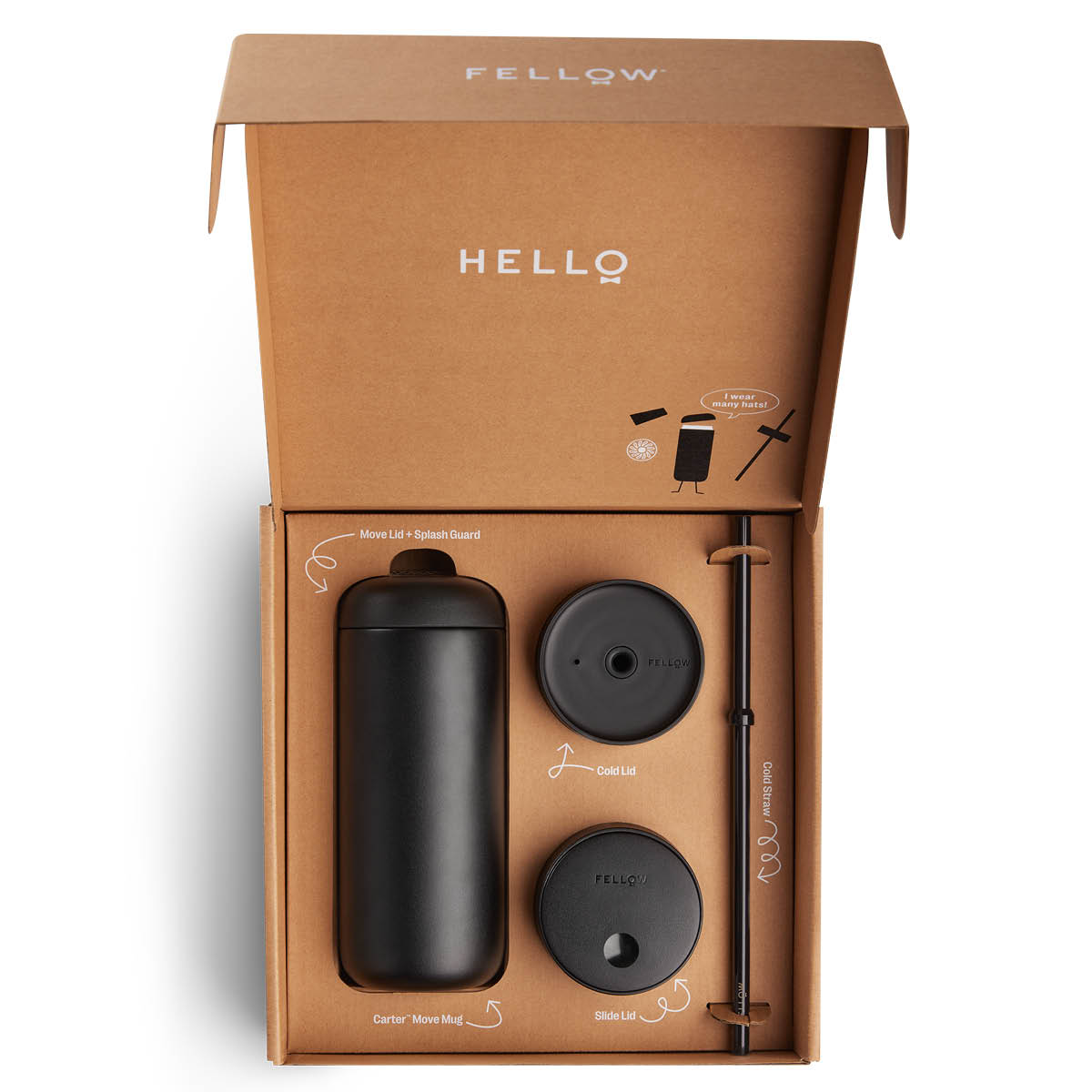 Fellow Carter 3-in-1 Termosmuki 475 ml Musta