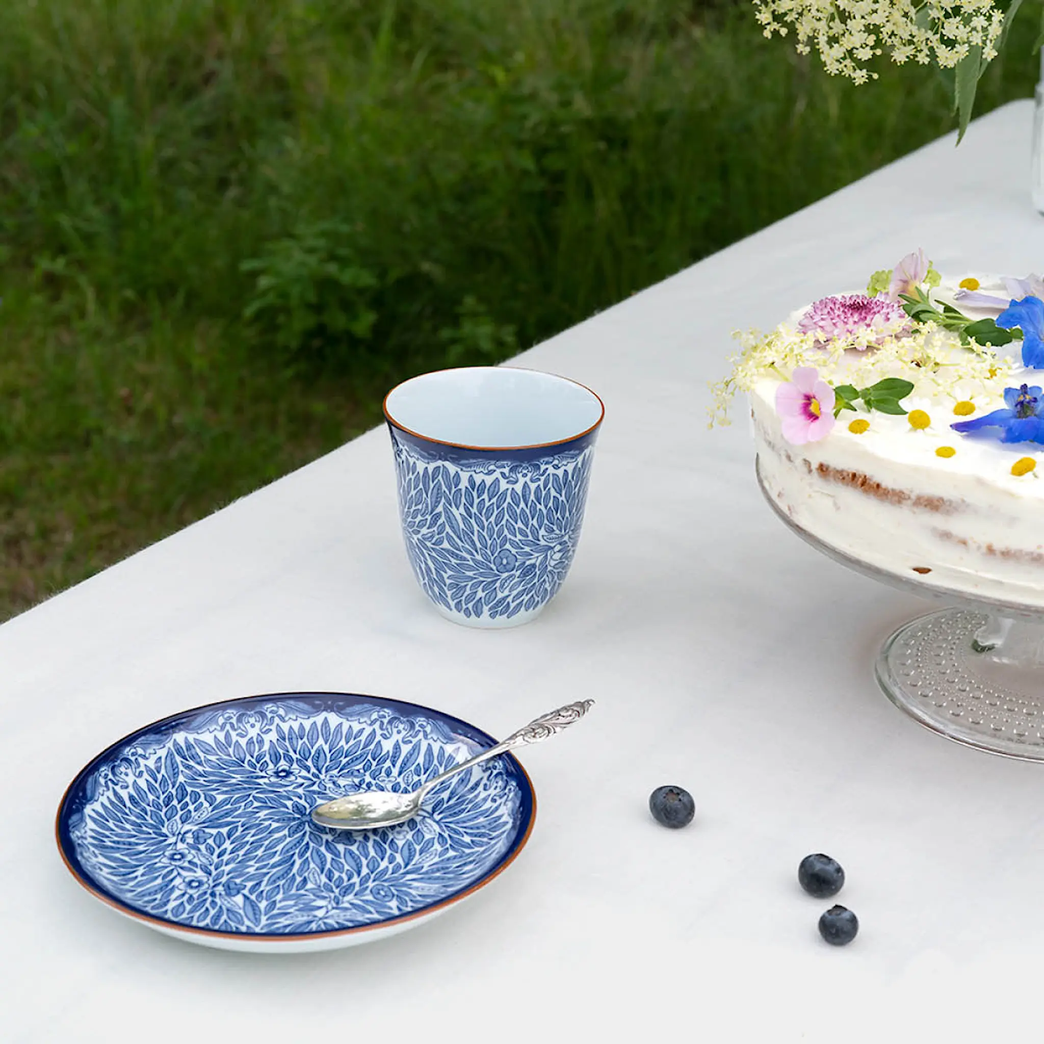 Rörstrand Ostindia Floris Mugg utan hänkel 30 cl Blå