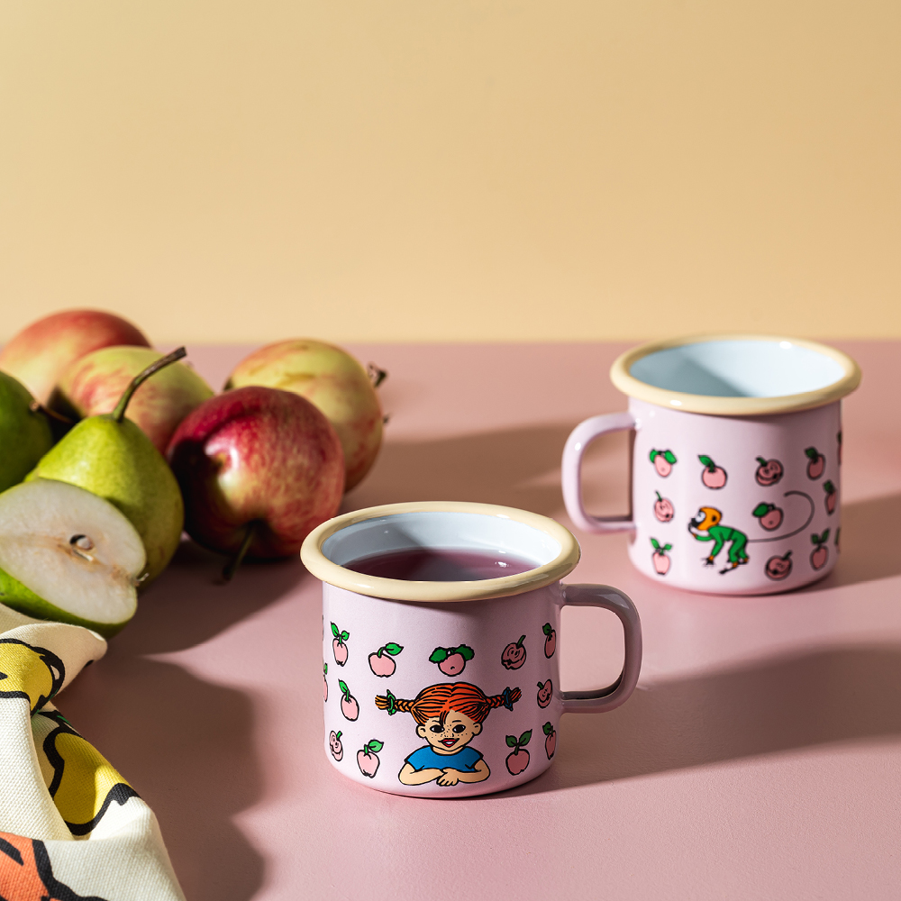 Muurla Pippi emaljekopp 25 cl frukter rosa