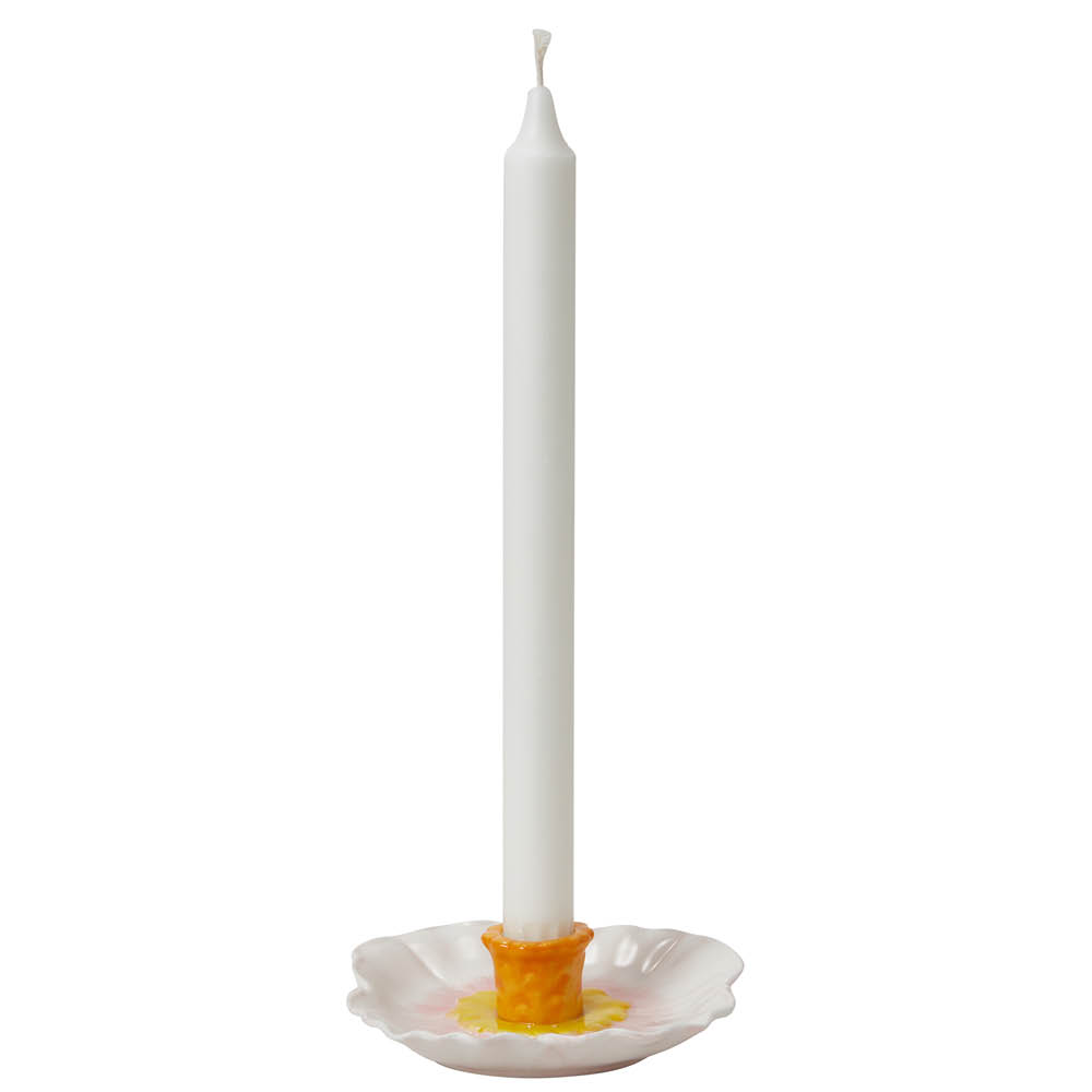 Stiernholm Flora lysestake 12,5 cm beige/rosa