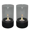 Hurricane lyktor med LED-värmeljus + timer 2-pack svart