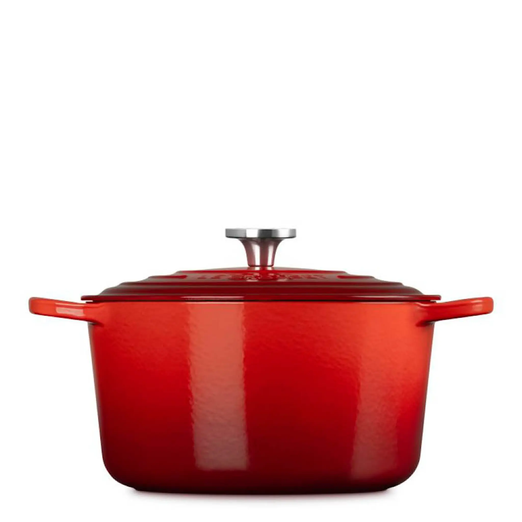 Le Creuset Signature støpejernsgryte dyp rund 6,3L 26 cm cerise/crucible knob