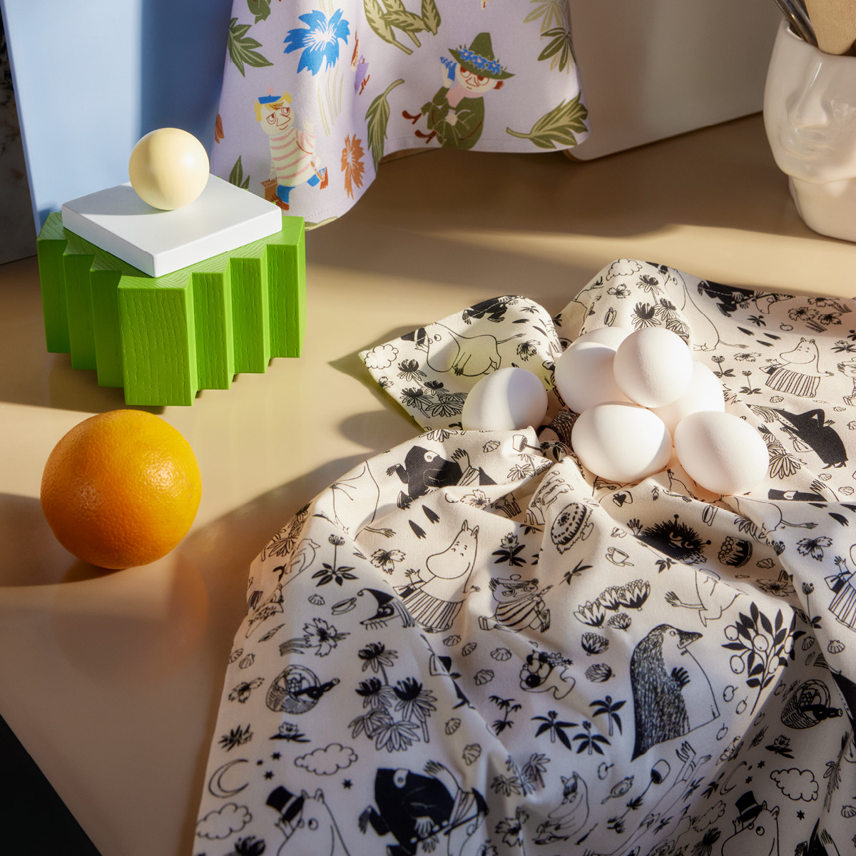 Moomin Arabia Mummi kjøkkenhåndkle 50x70 cm 2 stk offwhite