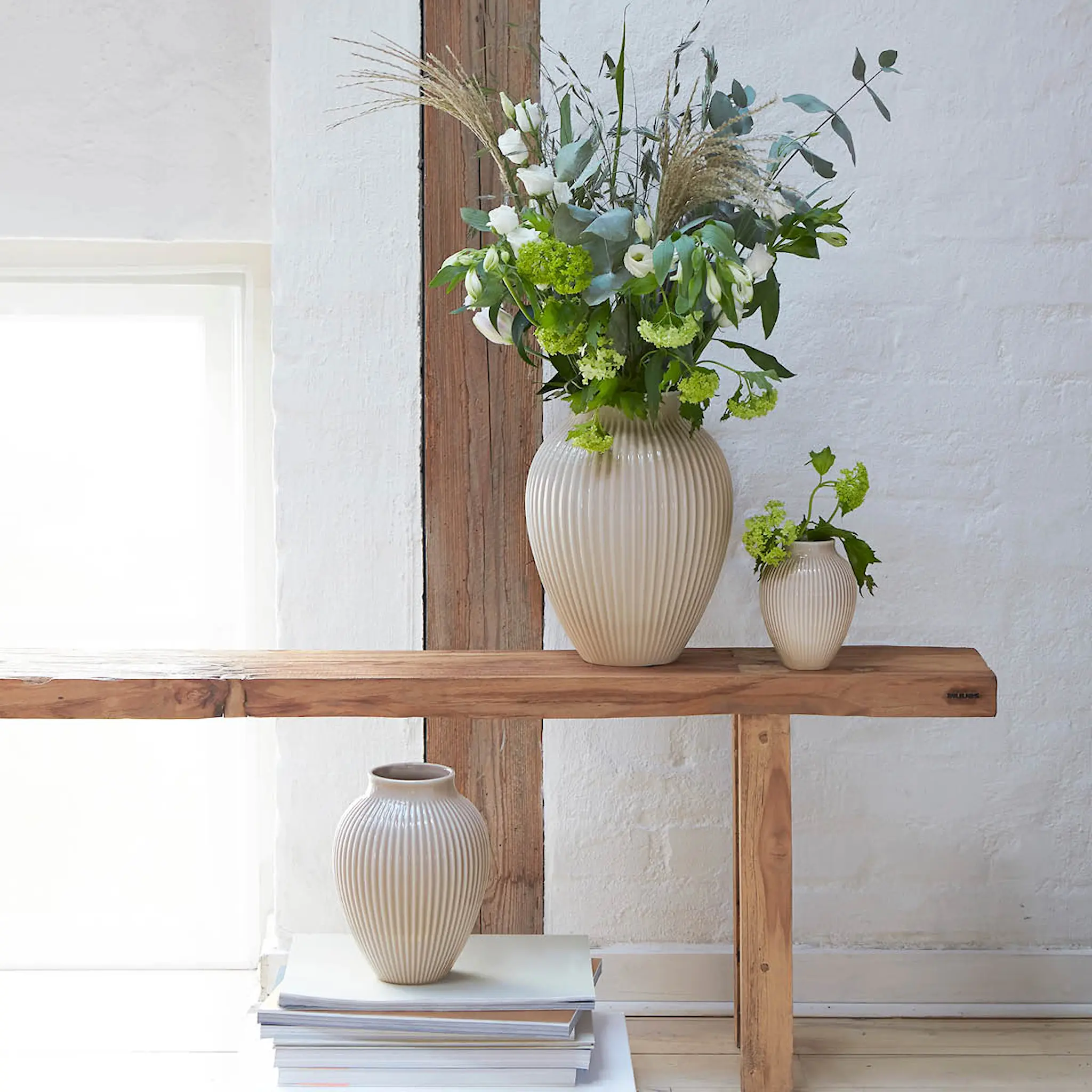 Knabstrup Keramik Ripple Vas 20 cm Sand