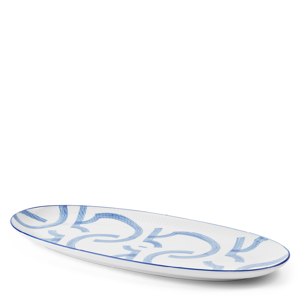 Royal Copenhagen Motif ovalt fat 37 cm blå/vit