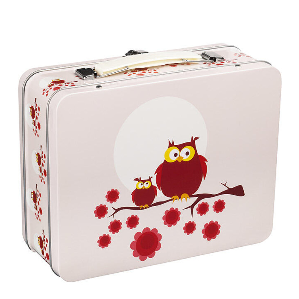 Blafre Ugle koffertboks 19x16 cm rosa