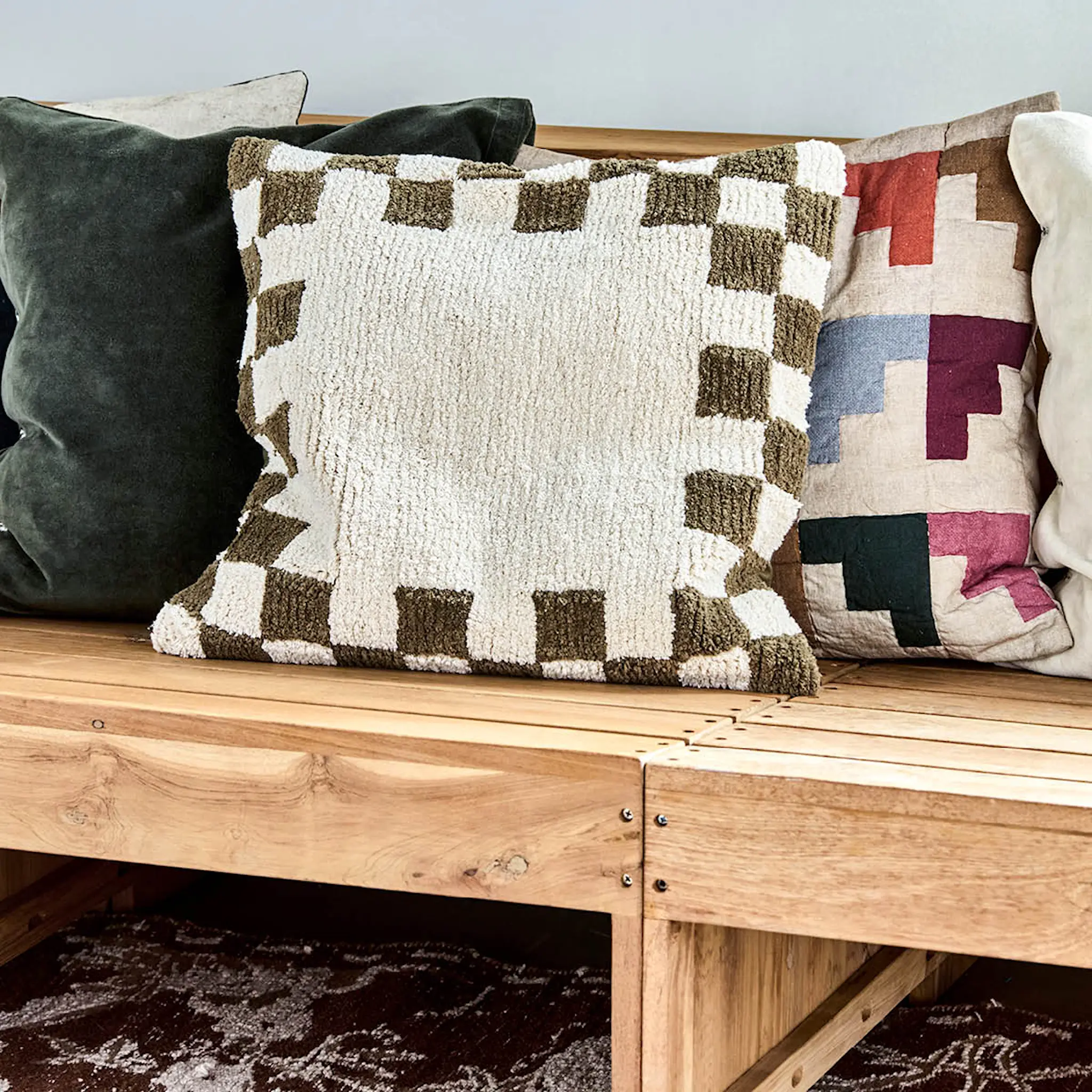 House Doctor Chess kuddfodral 50x50 cm grön/offwhite