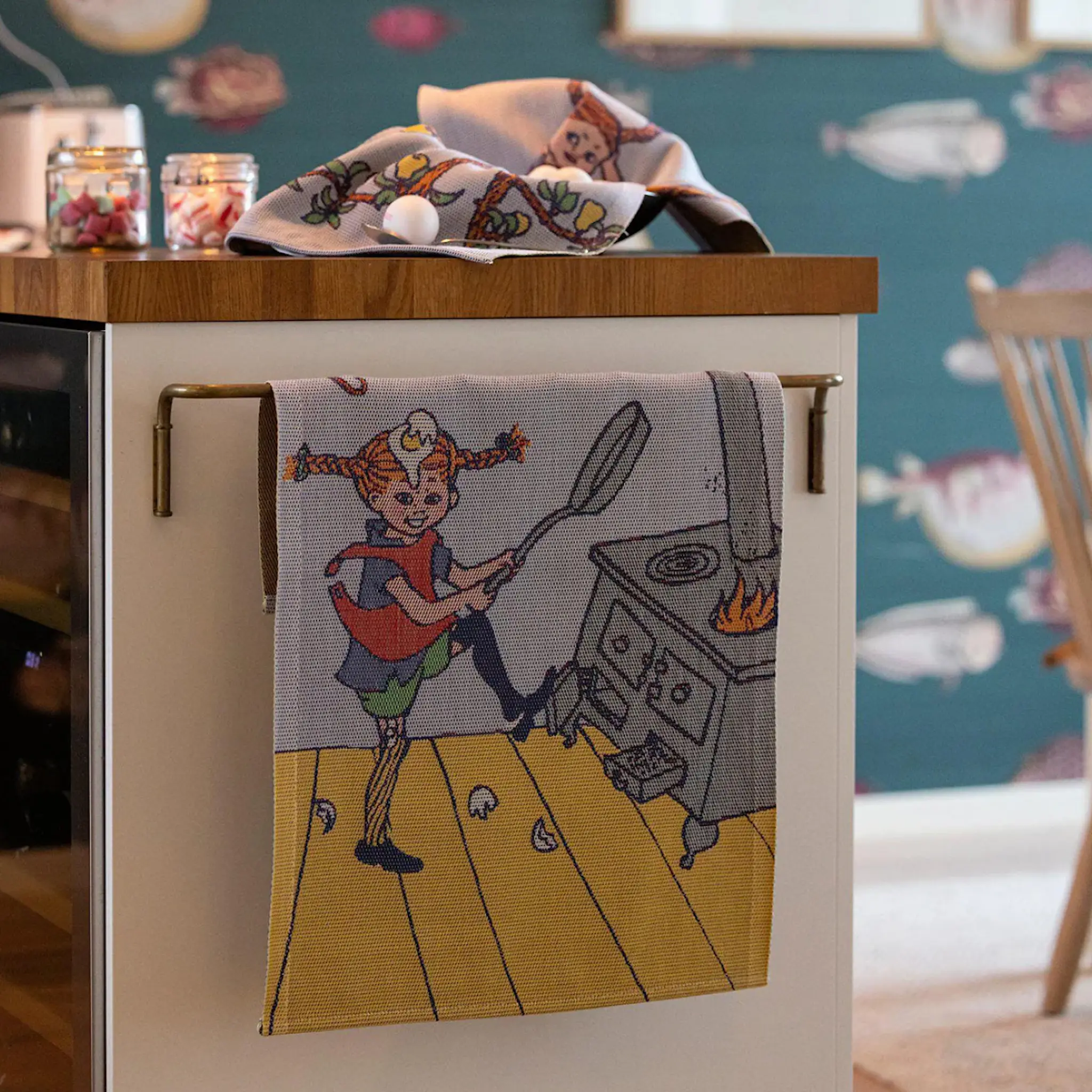 Ekelund Pippi kökshandduk 40x60 cm Pannkakskaos