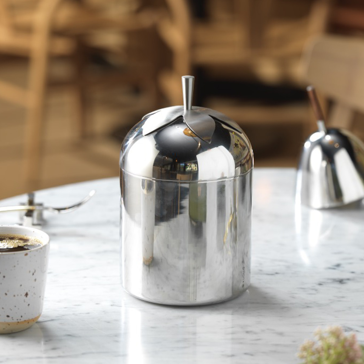 Klong Blad te-och kaffeburkar stor stål