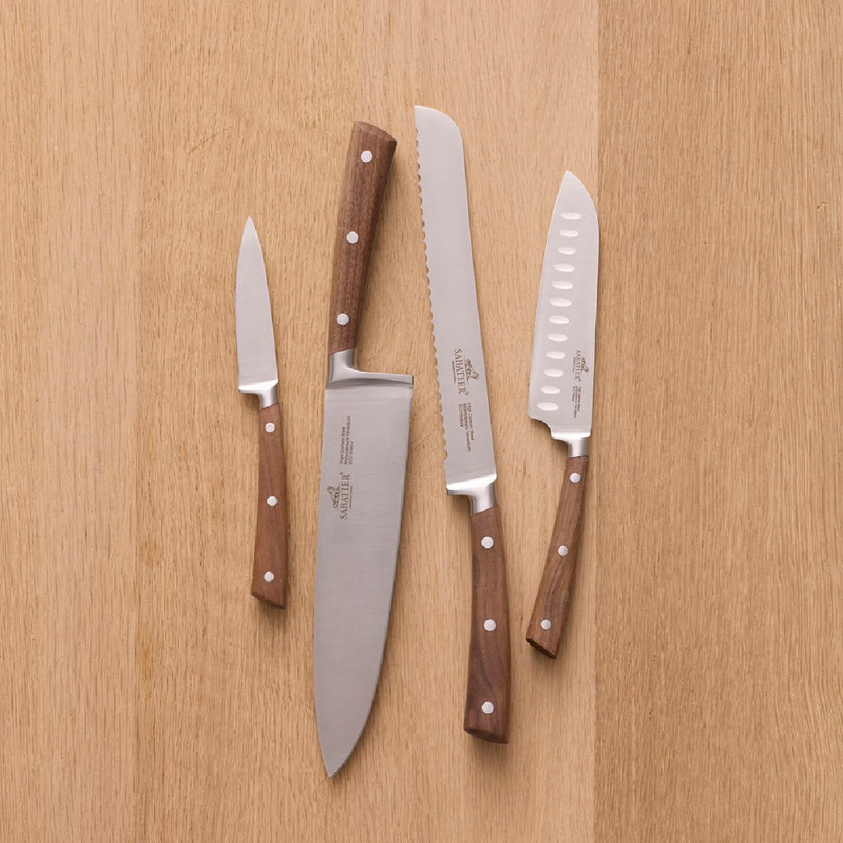 Lion Sabatier Gemini knivset 4 delar stål/valnöt