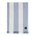 Bomullspläd 170x130 cm randig/rutig vit/blå/beige